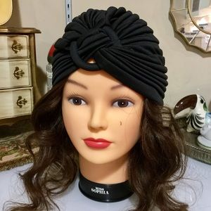 🦋🌑Witchy Black Vintage Turban🌑🦋